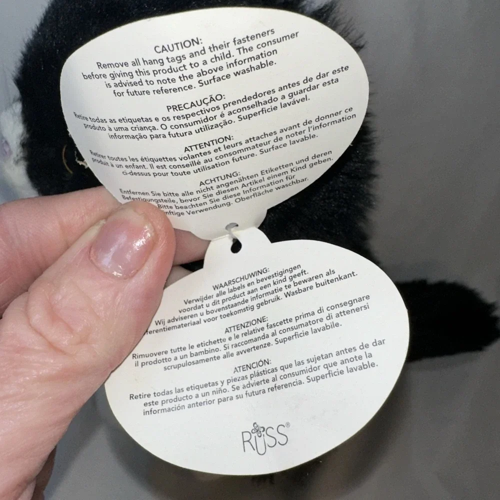 VTG Russ Berrie Yomiko Classic Calico Tuxedo Cat Plush Toy #35652 NOS